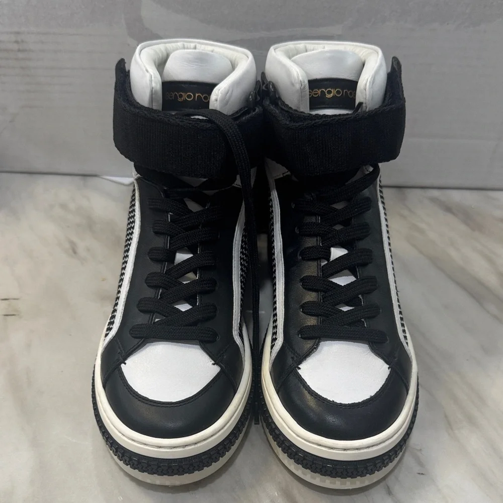 Sergio Rossi Black and White High-Top Sneakers size 35